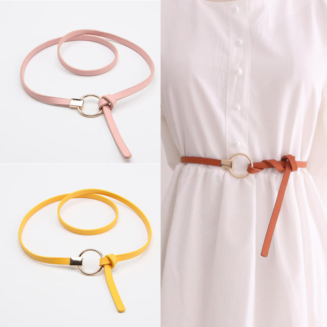 Korean fashion spring candy color skinny knot belt