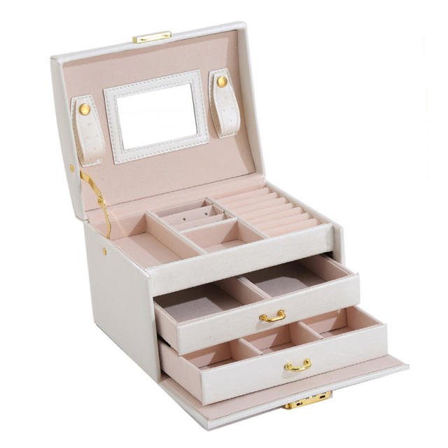 PU leather handle jewelry box
