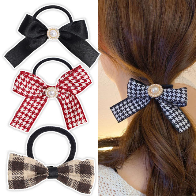 Classic plaid bow hair ties