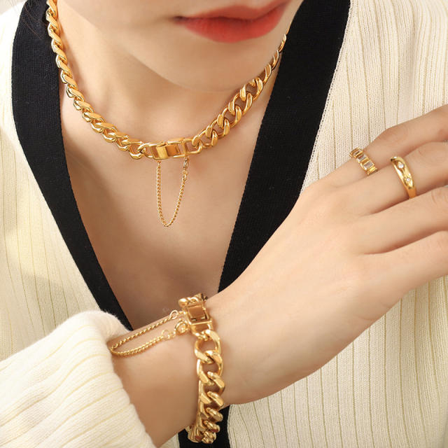 Occident fashion chunky chain stainless steel necklace