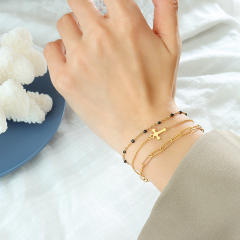 INS tiny cross dainty stainless steel bracelet