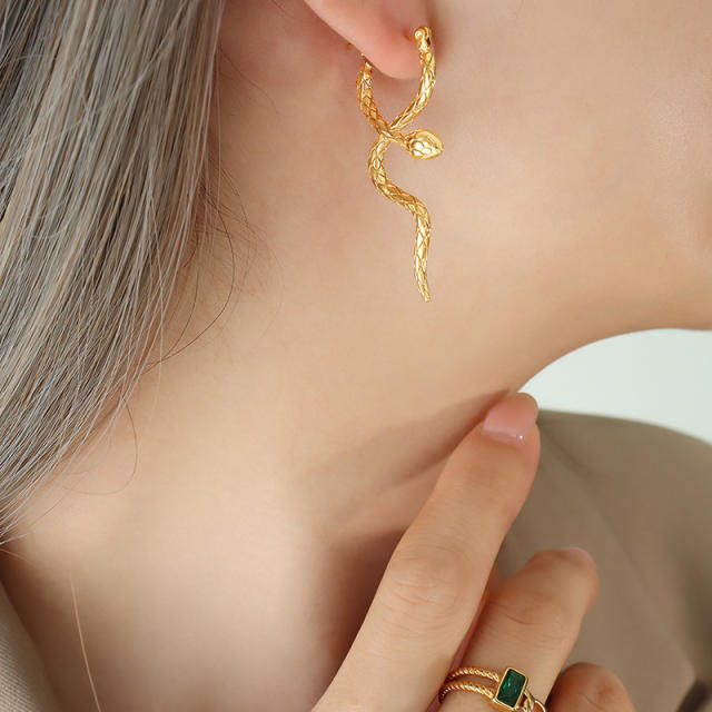 Occident fashion snake stainless steel earrings