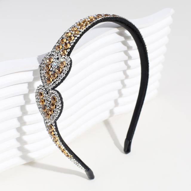 Personality color rhinestone heart headband