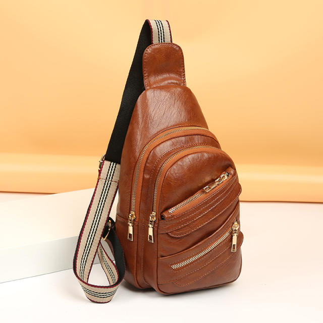 Soft leather outdoor sling bag