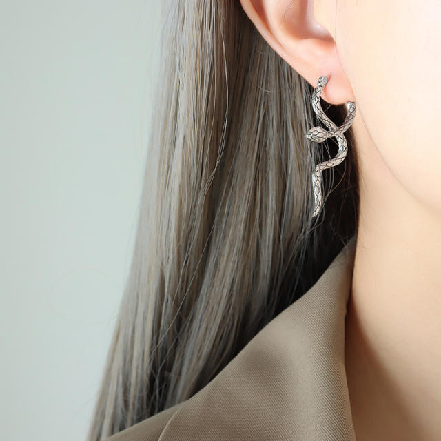 Occident fashion snake stainless steel earrings