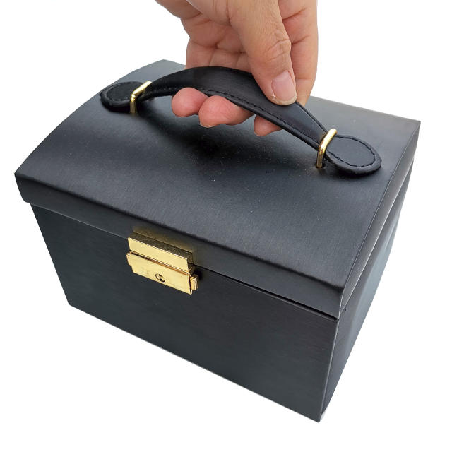 PU leather handle jewelry box