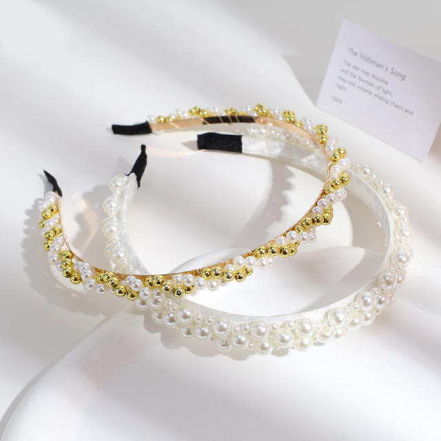 Korean fashione easy match pearl bead headband