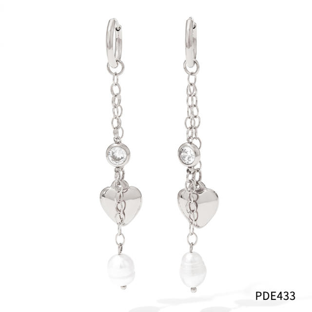 Heart tassel stainless steel earrings