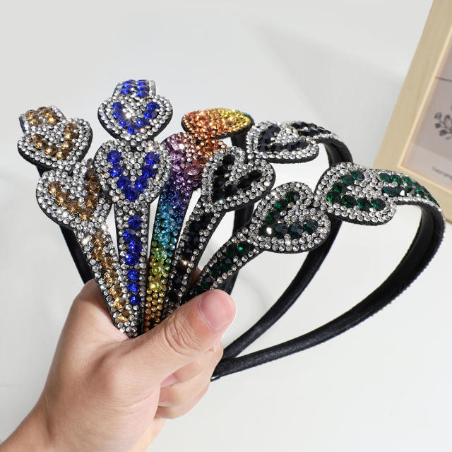 Personality color rhinestone heart headband