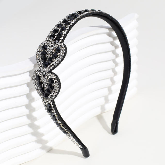 Personality color rhinestone heart headband