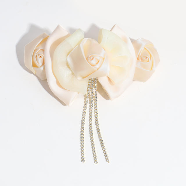 Korean fashion rose flower fabric french barrette hair clips
