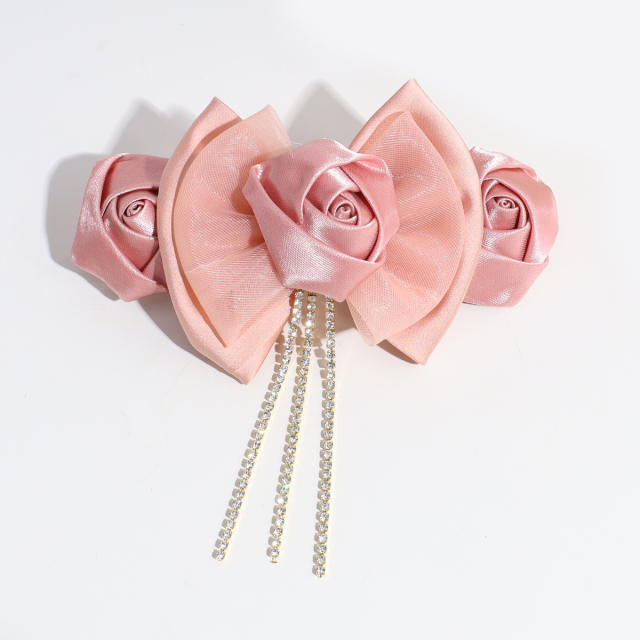 Korean fashion rose flower fabric french barrette hair clips
