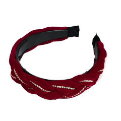 Rhinestone velvet braid padded headband