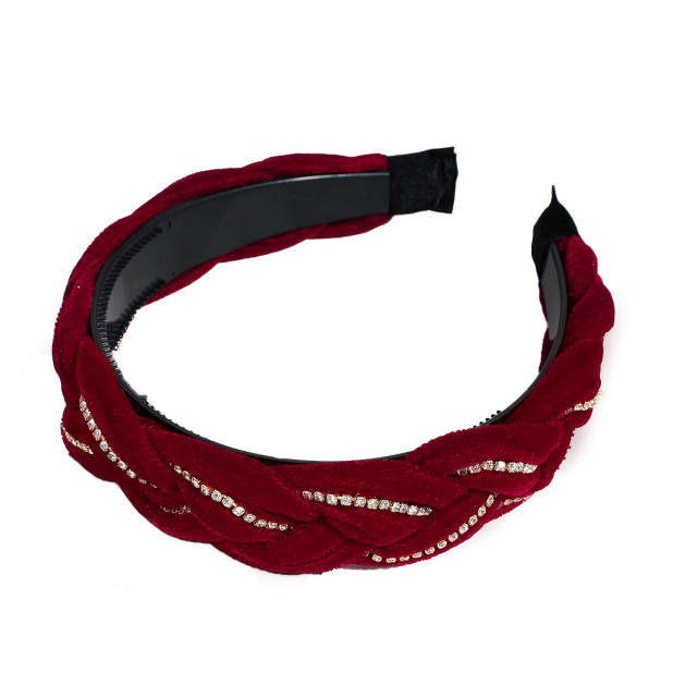 Rhinestone velvet braid padded headband