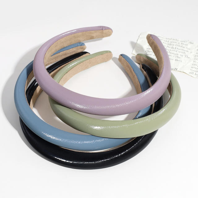 Plain color PU leather simple headband