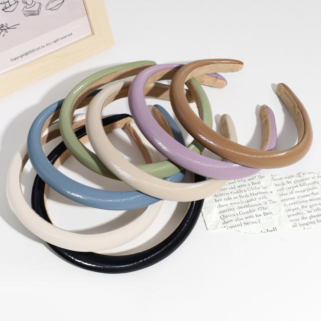 Plain color PU leather simple headband