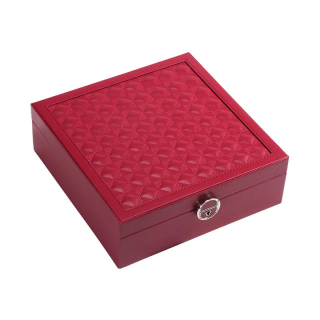 Concise mirror contain PU leather jewelry box