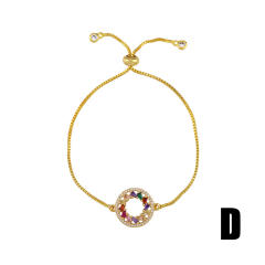 Rainbow cubic zircon evil eye real gold plated bracelet