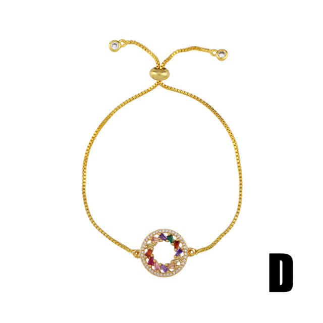Rainbow cubic zircon evil eye real gold plated bracelet
