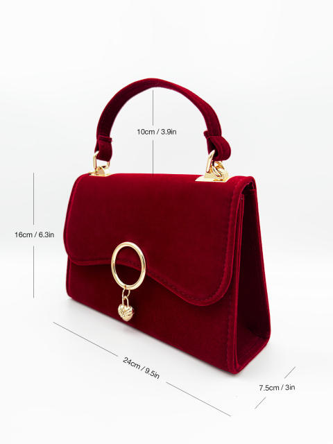 Luxury red color velvet evening bag