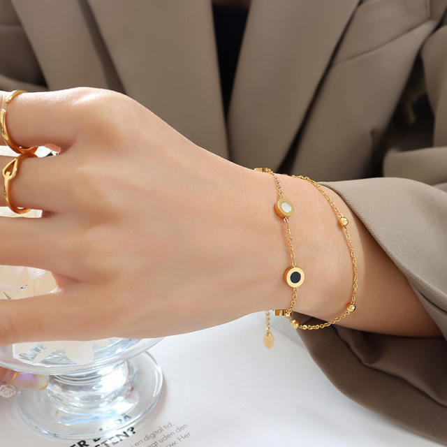 Concise two layer stainless steel bracelet