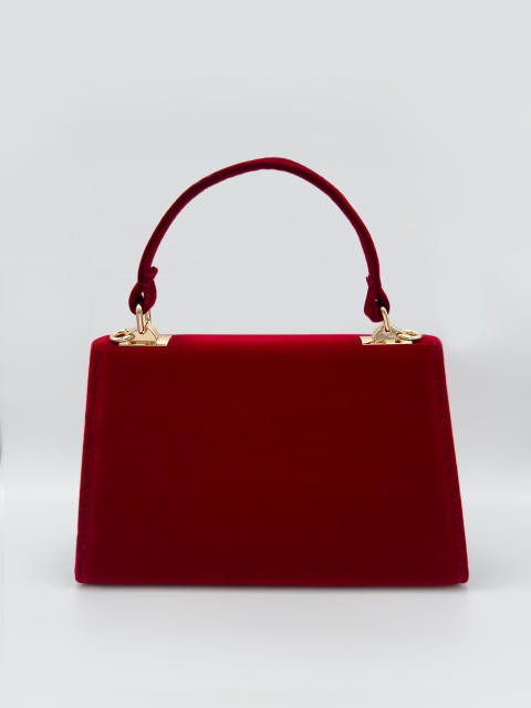 Luxury red color velvet evening bag