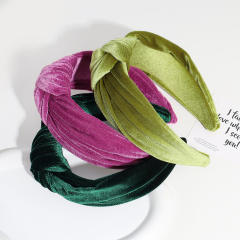 Winter design plain velvet knotted headband