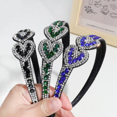 Personality color rhinestone heart headband
