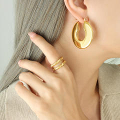 18K gold plated stainless steel chunky earrings