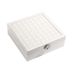 Concise mirror contain PU leather jewelry box