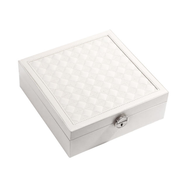 Concise mirror contain PU leather jewelry box
