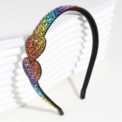 Personality color rhinestone heart headband
