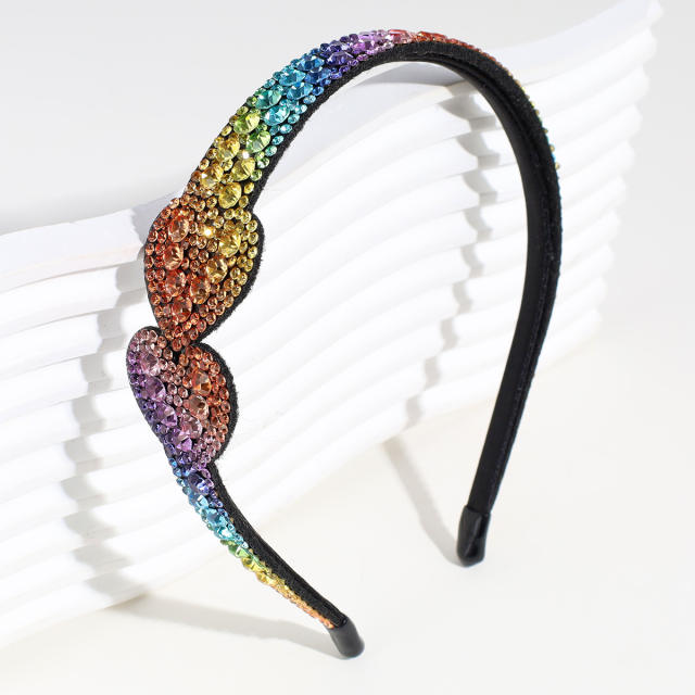 Personality color rhinestone heart headband