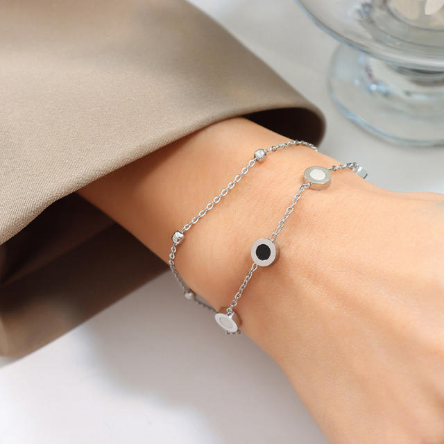 Concise two layer stainless steel bracelet