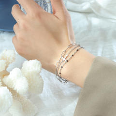 INS tiny cross dainty stainless steel bracelet