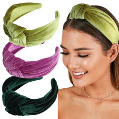 Winter design plain velvet knotted headband