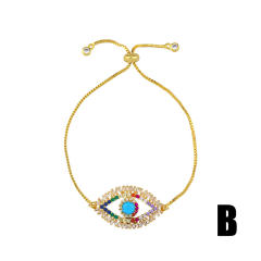Rainbow cubic zircon evil eye real gold plated bracelet