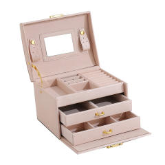PU leather handle jewelry box