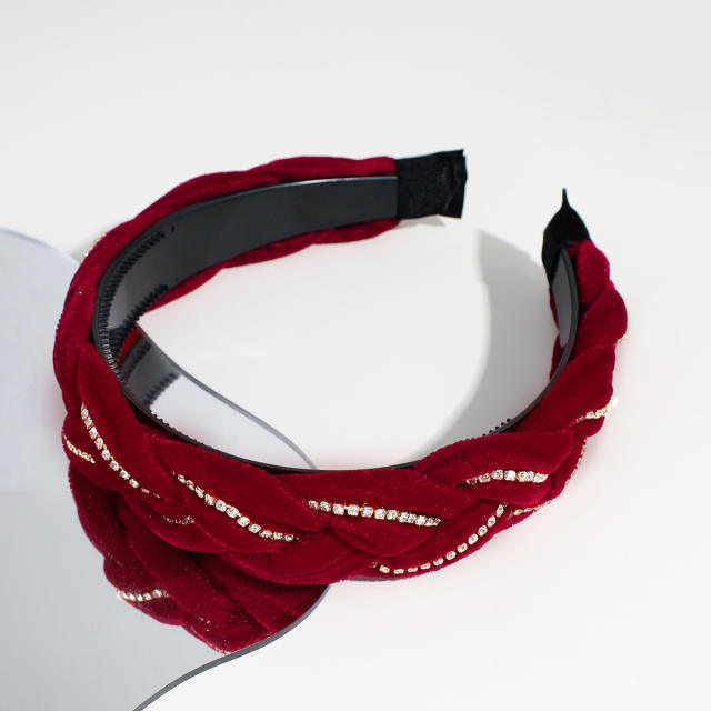 Rhinestone velvet braid padded headband