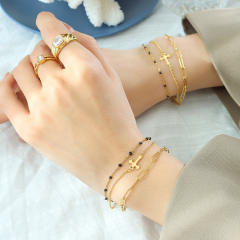 INS tiny cross dainty stainless steel bracelet