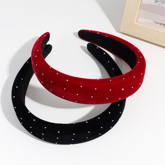 Plain color velvet padded headband