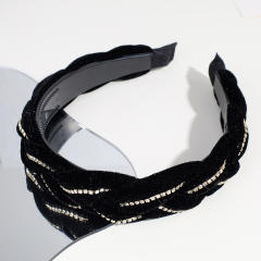 Rhinestone velvet braid padded headband