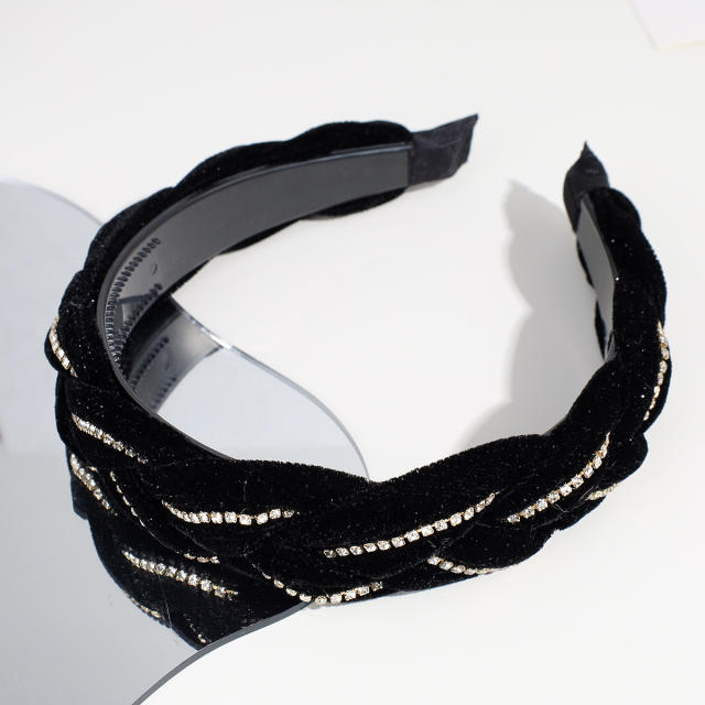 Rhinestone velvet braid padded headband