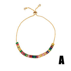 Rainbow cubic zircon evil eye real gold plated bracelet