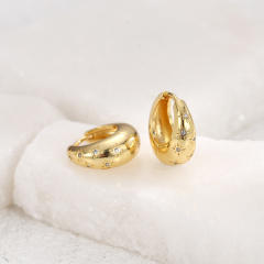 Cubic zircon setting chunky gold plated copper earrings