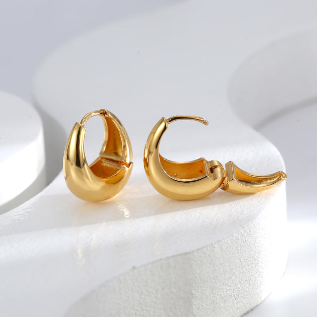 Simple design gold plated copper chunky earrings