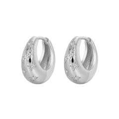 Cubic zircon setting chunky gold plated copper earrings