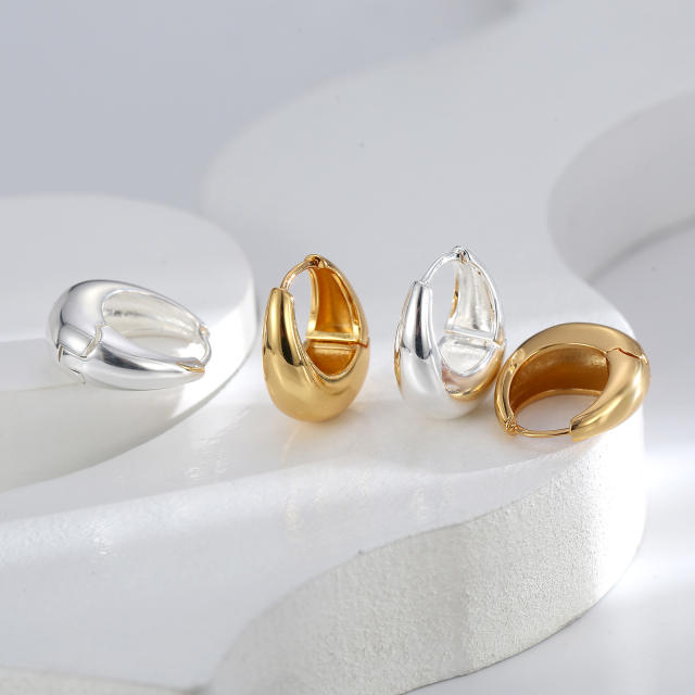 Simple design gold plated copper chunky earrings