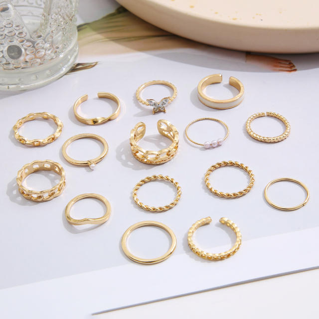 15pcs alloy stackable rings