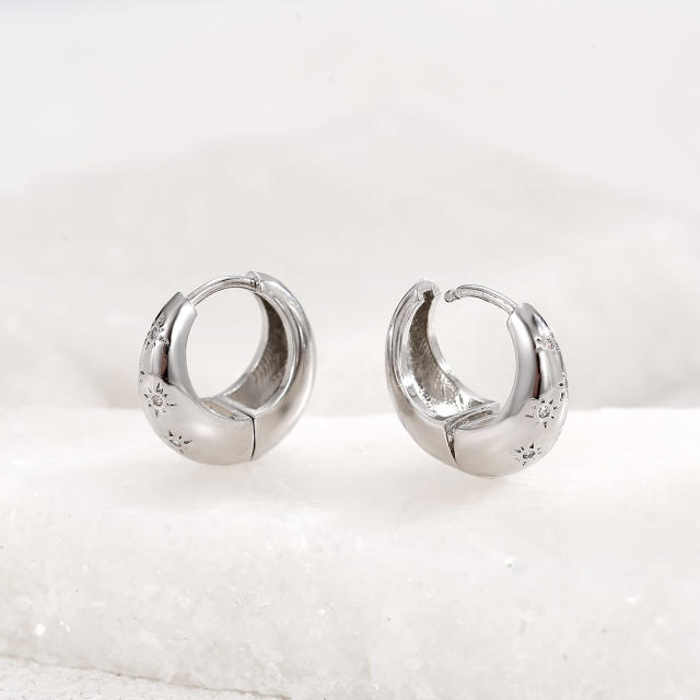 Cubic zircon setting chunky gold plated copper earrings